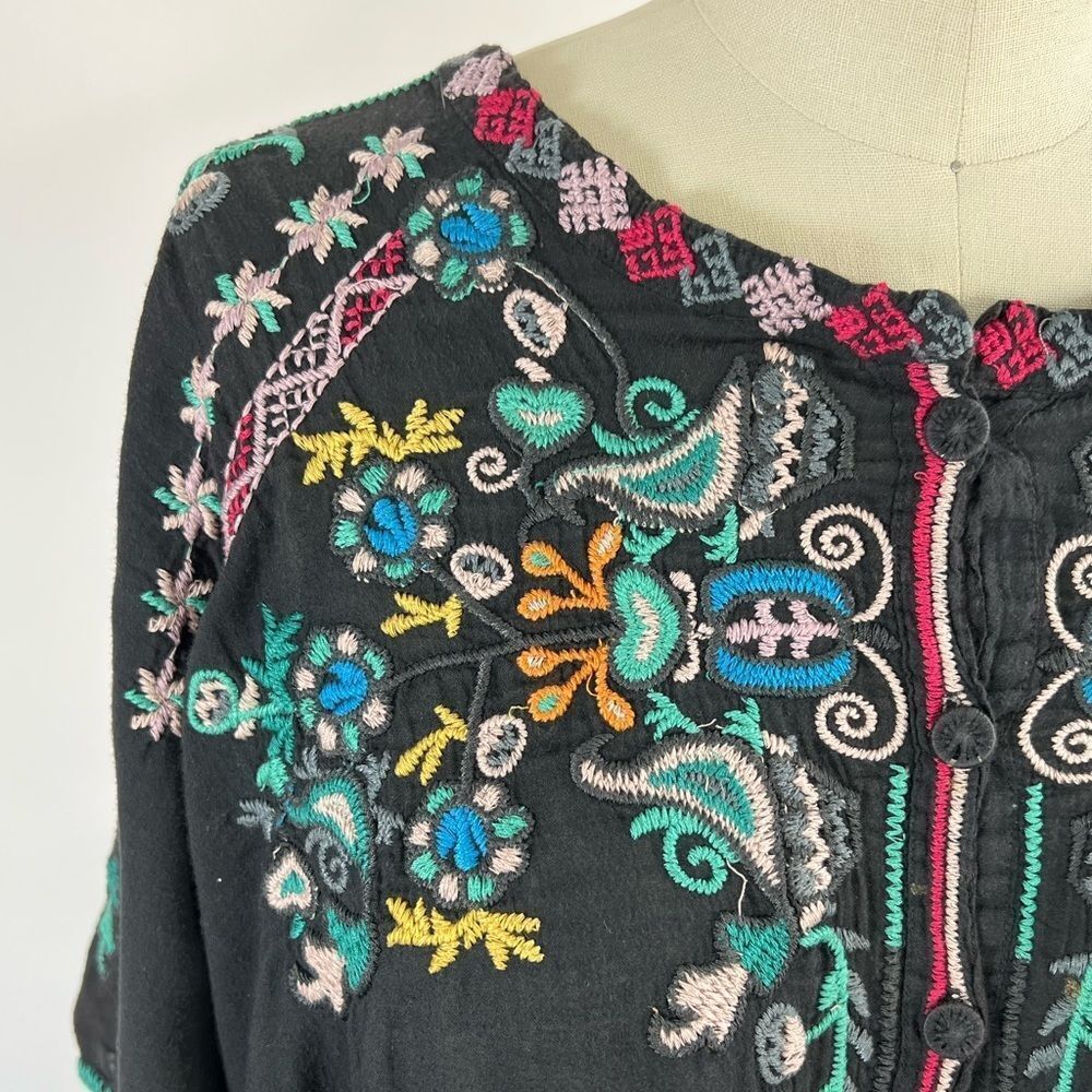 BIYA by Johnny Was boho embroidered poncho oversize cotton top - Picture 3 of 9